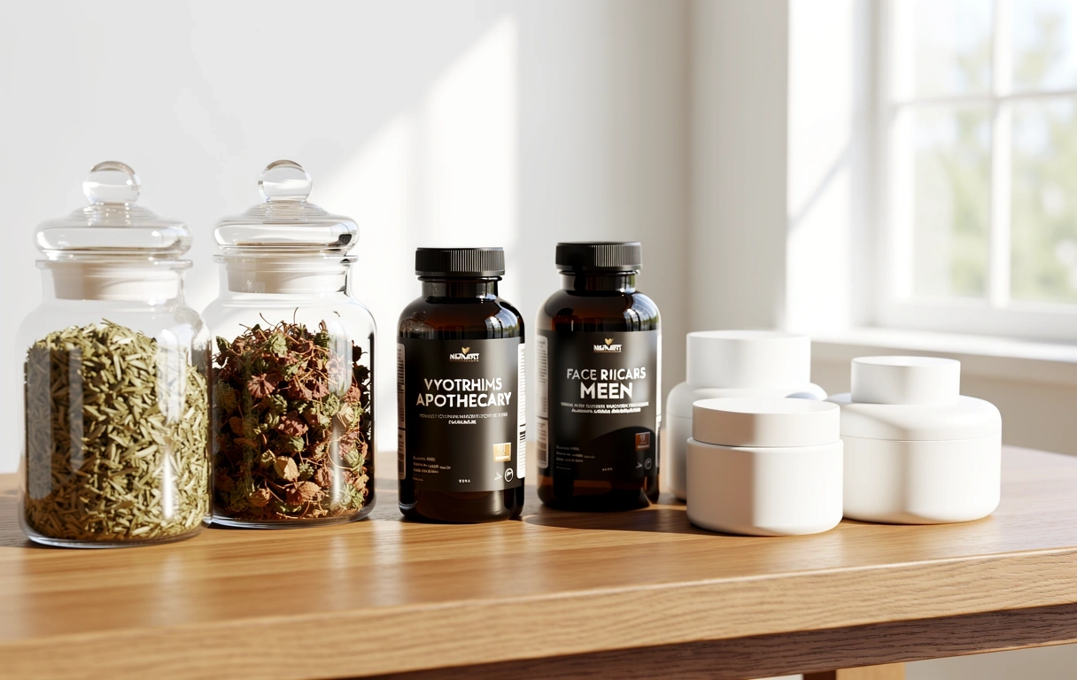 Wellness workspace with natural products
